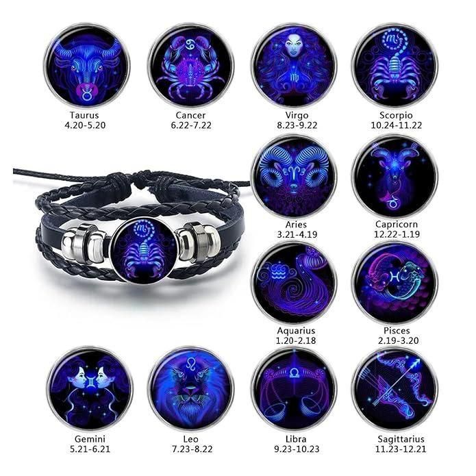 Zodiac Sign Leather Bracelet