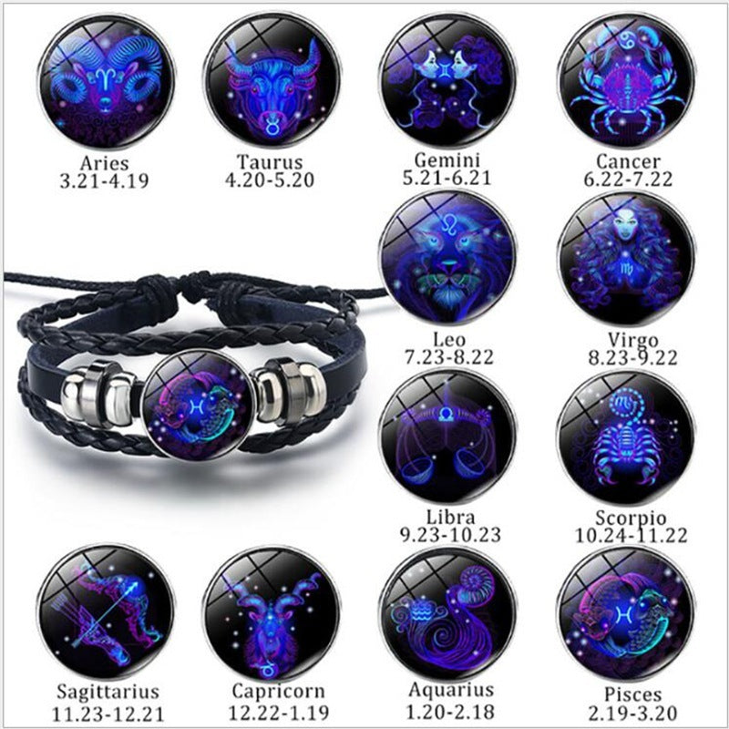Zodiac Cosmic Leather Bracelet