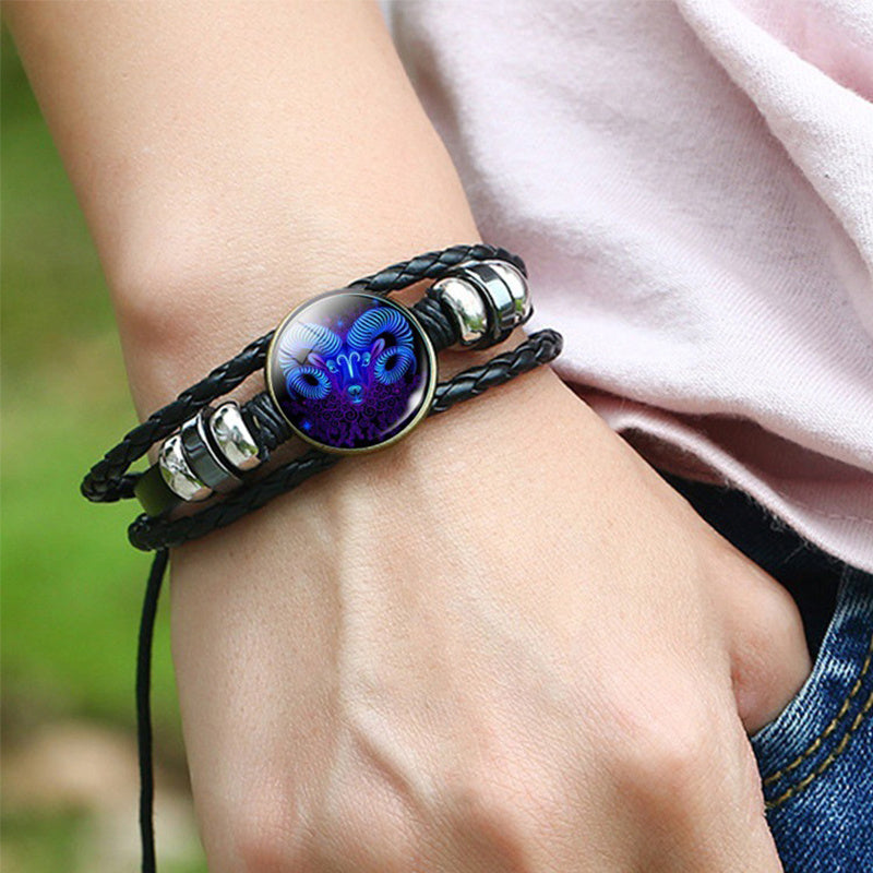 Zodiac Cosmic Leather Bracelet