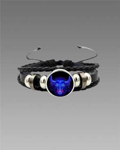 Zodiac Sign Leather Bracelet