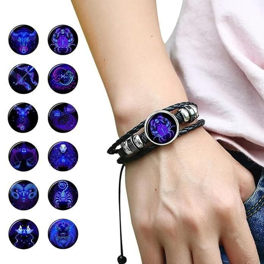 Zodiac Sign Leather Bracelet