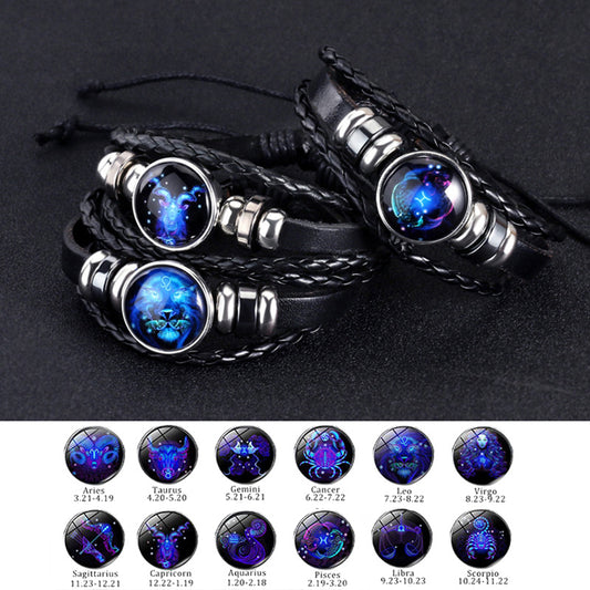 Zodiac Cosmic Leather Bracelet