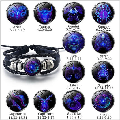 Zodiac Cosmic Leather Bracelet