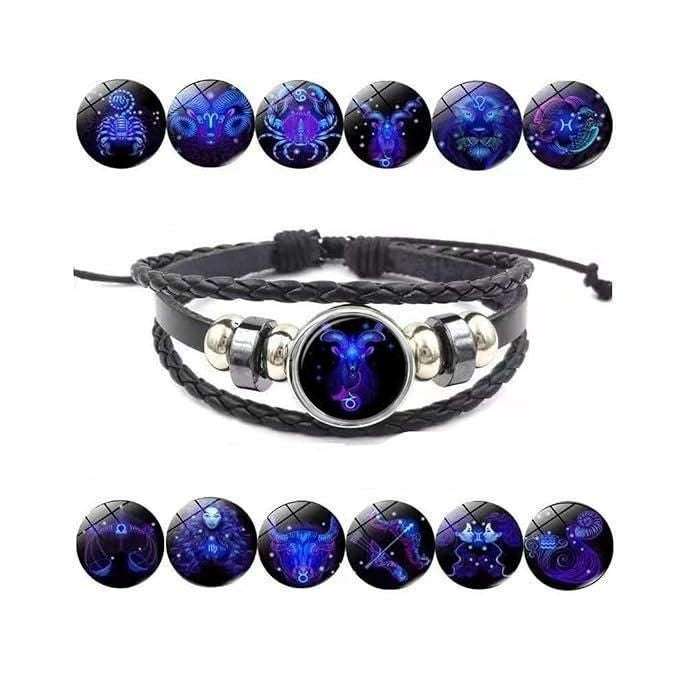 Zodiac Sign Leather Bracelet