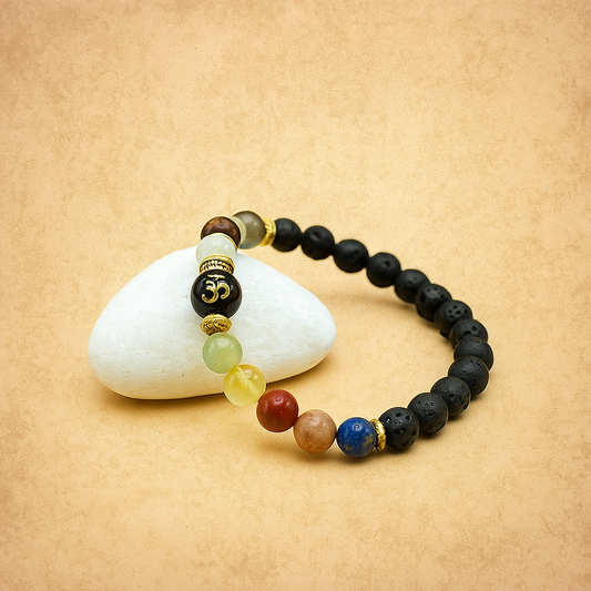 Natural Beads Om Bracelet