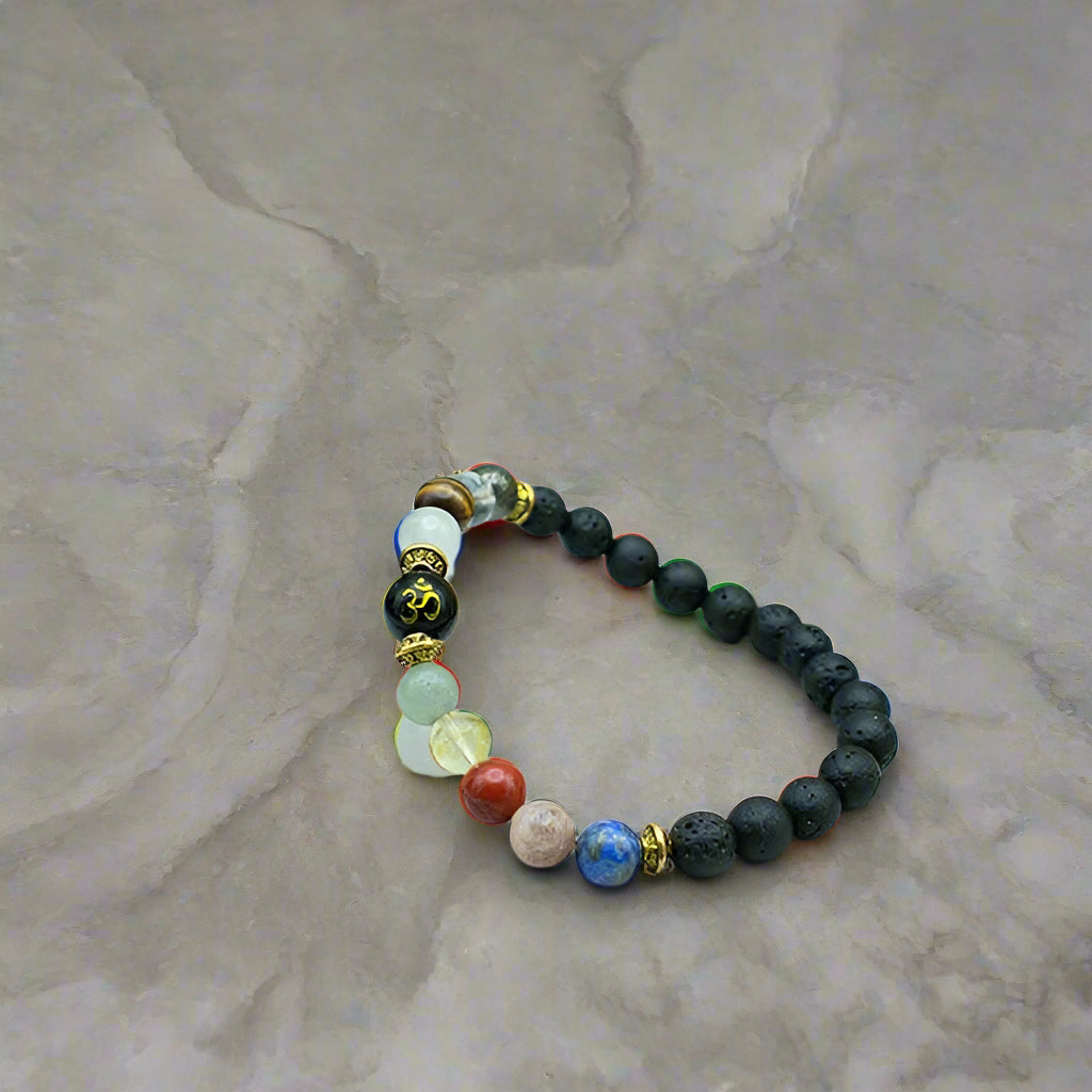 Natural Stone Om Bracelet for Positivity and Protection